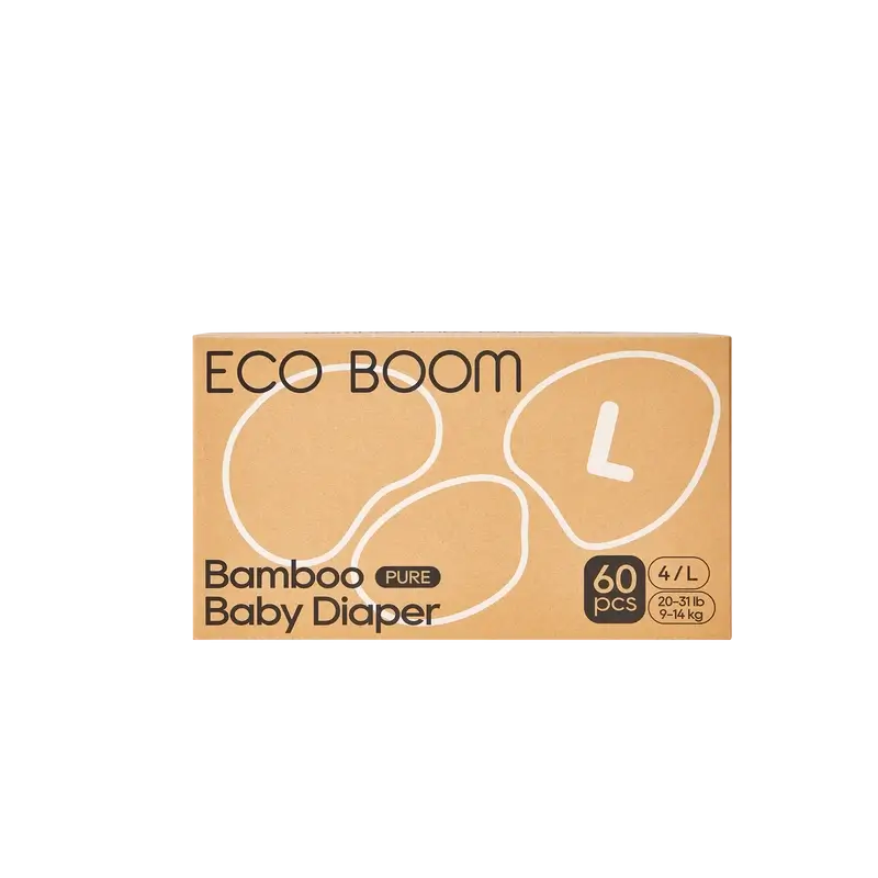 ECO BOOM PURE 100% natural bamboo nappies - Size 4/L (9-14 kg) - 60 pcs.