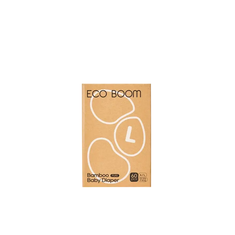 ECO BOOM PURE 100% natural bamboo nappies - Size 4/L (9-14 kg) - 60 pcs.