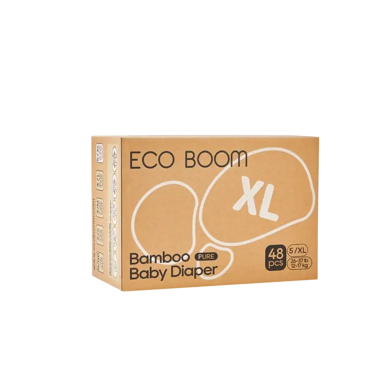ECOBOOM PURE 100% natural bamboo nappies - Size 5/XL (12-17 kg) - 48 pcs.