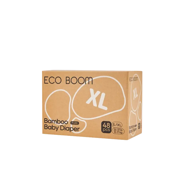 ECOBOOM PURE 100% natural bamboo nappies - Size 5/XL (12-17 kg) - 48 pcs.