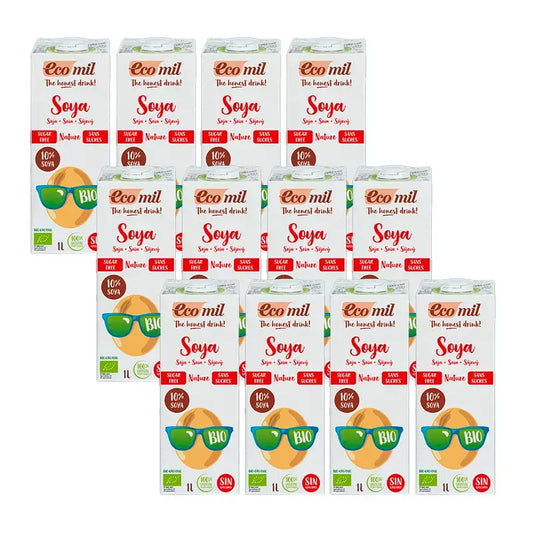 Ecomil Vegetable Drinks Organic Soya Bean, Pack 12 x 1 litre