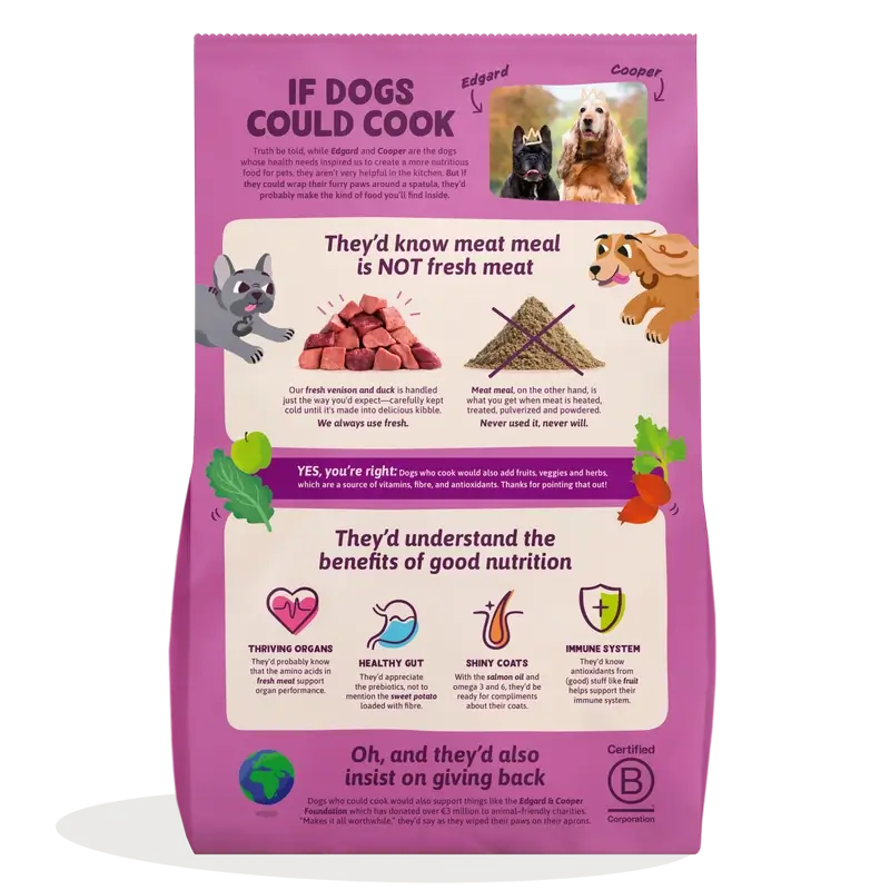 Edgard & Cooper Medium Adult Dog Food With Fresh Venison & Duck , 1 kg
