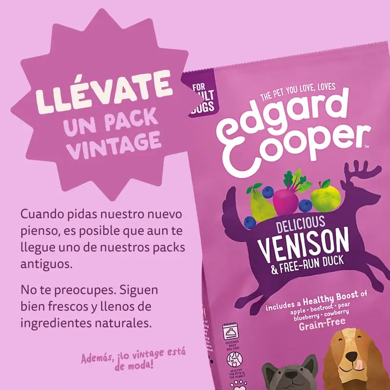 Edgard & Cooper Medium Adult Dog Food With Fresh Venison & Duck , 1 kg