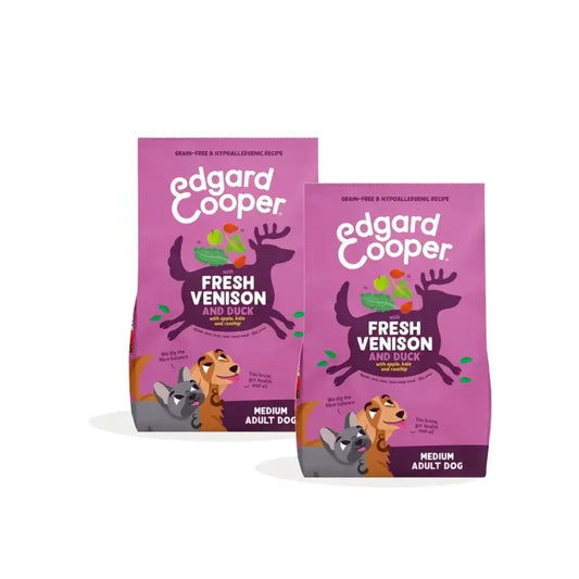 Edgard & Cooper Medium Adult Dog Food – Venison and Duck, Pack of 2 x 2.5 kg