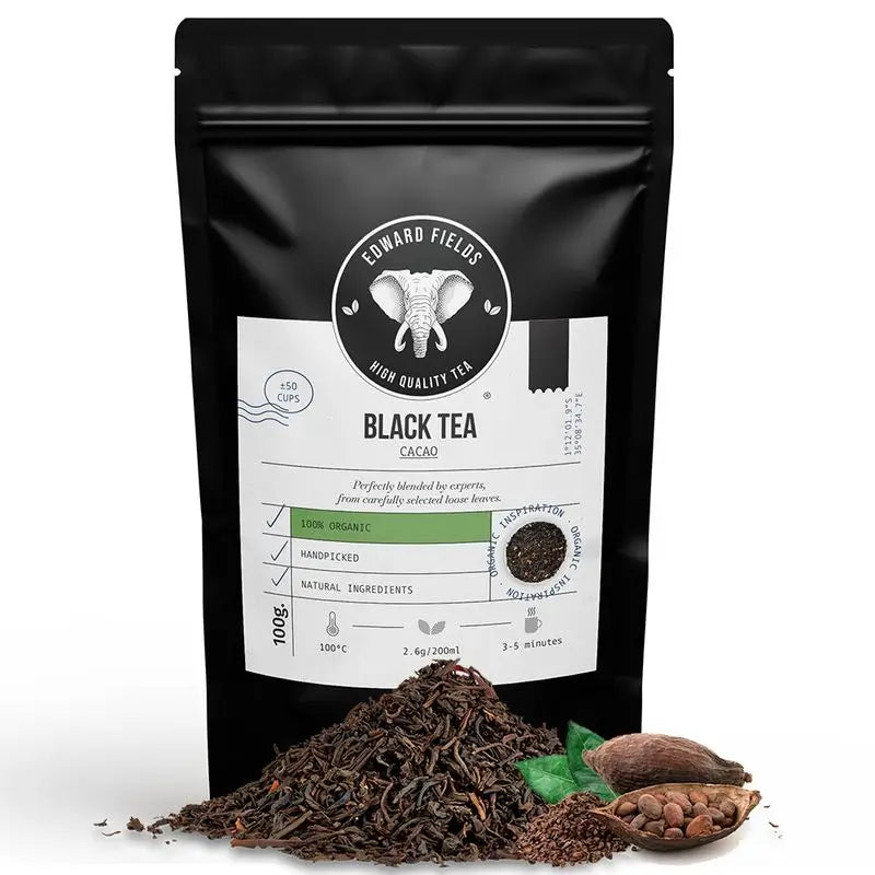 Edward Fields Tea Organic Bulk Black Tea With Cocoa 50 Cups , 100 grams