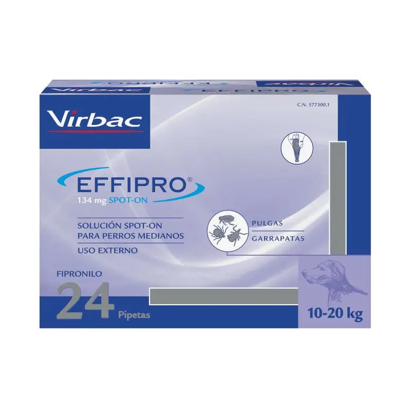 Effipro 134 Mg Spot-On Medium Dogs 10-20 kg, 24 Pipettes