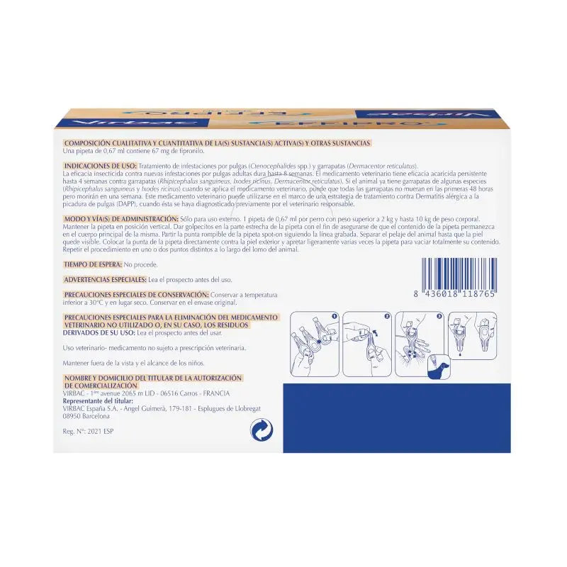 Effipro 67 Mg Spot-On Small Dogs 2-10Kg, 24 Pipettes