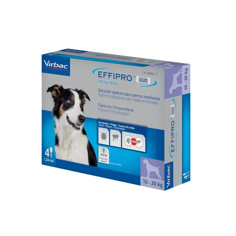 Effipro Duo Spot-On Medium Dog 10-20Kg, 4 Pipettes