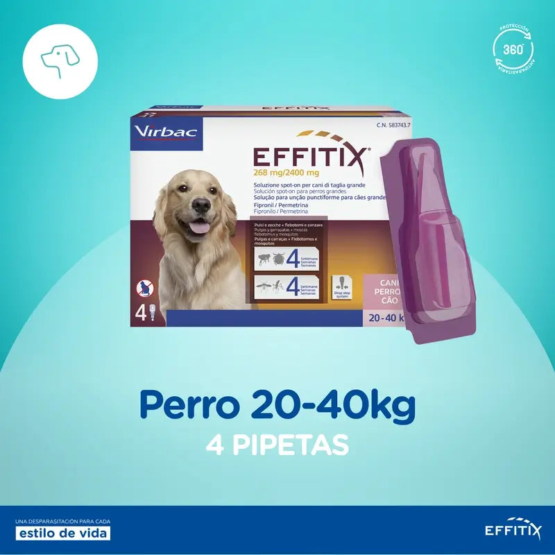 Effitix L Antiparasitic Large Dogs 20-40 Kg, 4 Pipettes