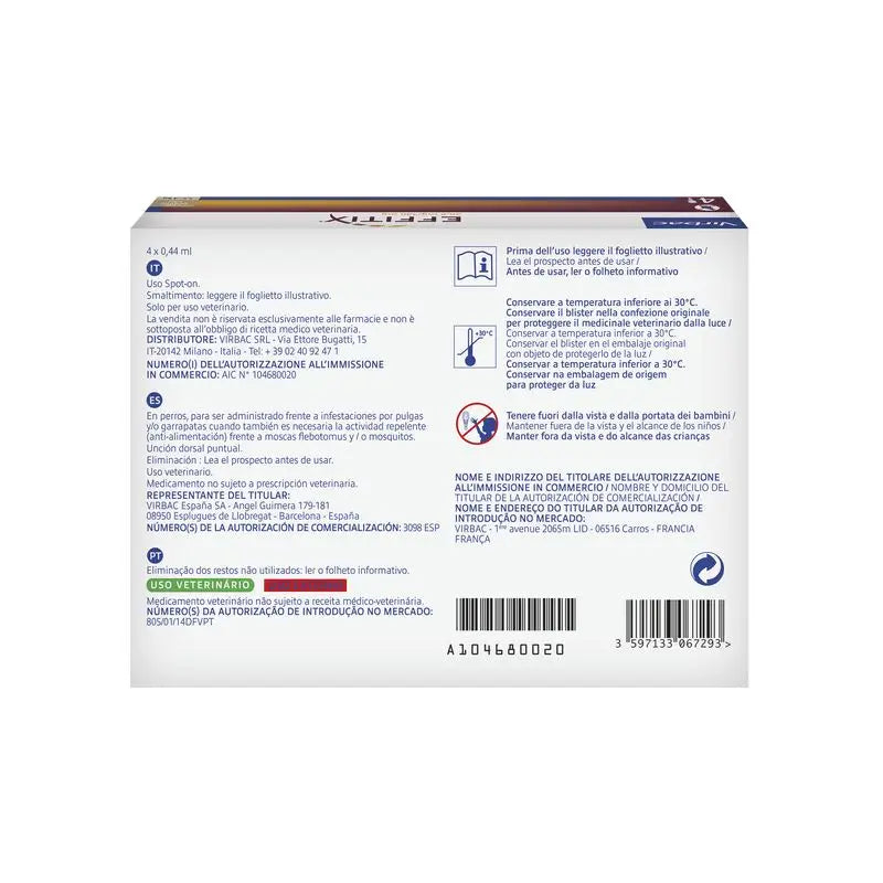 Effitix Xs Antiparasitic Very Small Dogs 1.5-4 Kg, 4 Pipettes