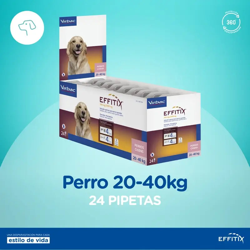 Effitix L Antiparasitic Large Dogs 20-40 Kg, 24 Pipettes