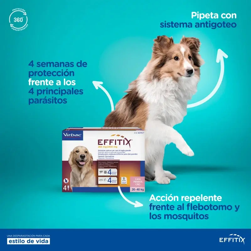 Effitix L Antiparasitic Large Dogs 20-40 Kg, 24 Pipettes
