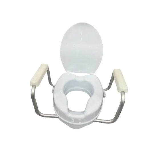 Toilet seat with armrests and lid, 10 cm