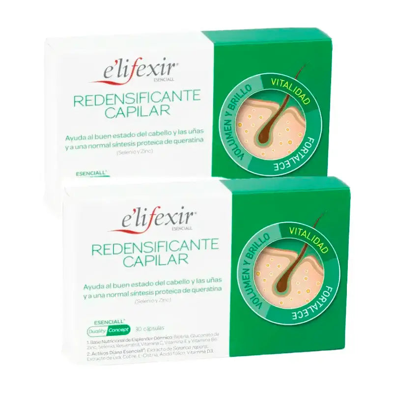 Elifexir Essentialall Hair Redensifying and Fortifying Hair Loss Reducer, Pack 2 x 30 Capsules