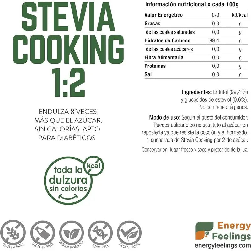 Energy Feelings Stevia Cooking 1:2 1Kg. Vegan Sg