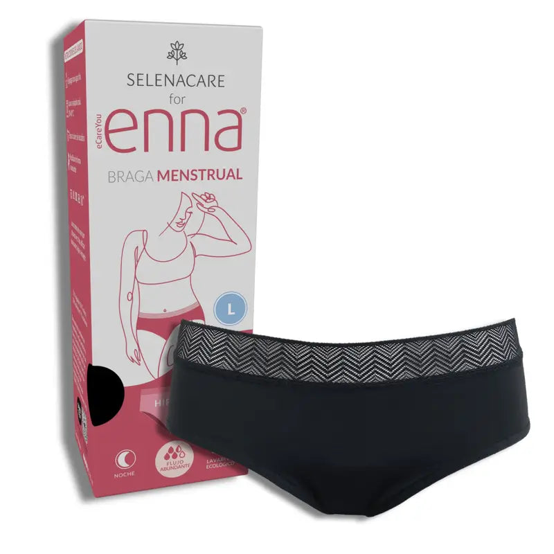 Enna Menstrual Panty Modern Hipster Night - Heavy Flow, Size L, Black