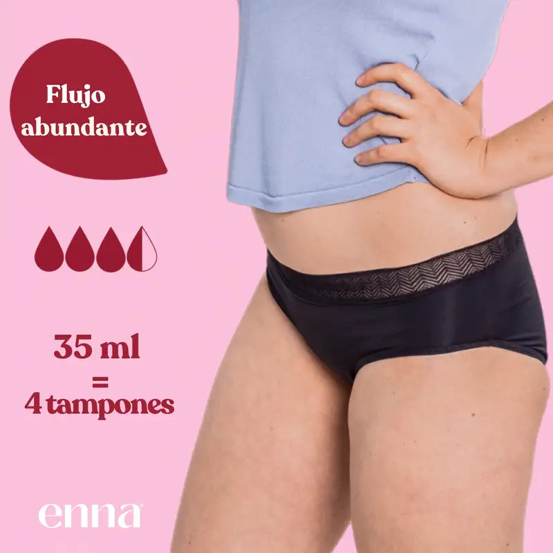 Enna Menstrual Panty Modern Hipster Night - Heavy Flow, Size L, Black