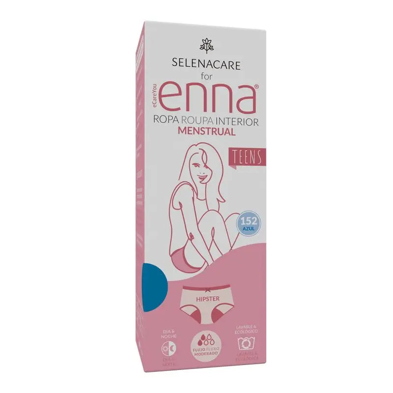 Enna Menstrual Panty Teens Hipster - Medium Flow, 152 Cm, Blue