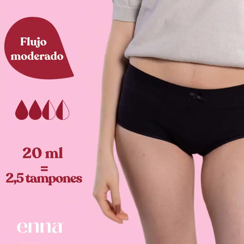 Enna Menstrual Panty Teens Hipster - Medium Flow, 164 Cm, Black