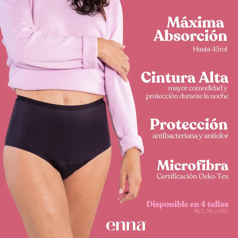 Enna Incontinence Women's High Waist 40 Ml Absorption,Size 2XL, Black