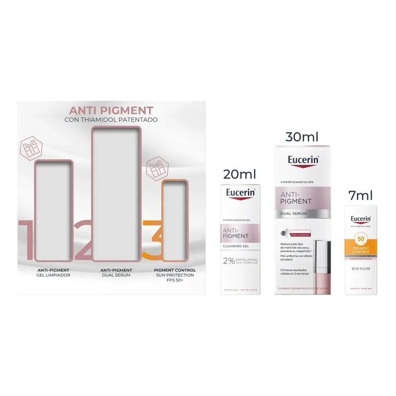 Eucerin Pack Anti-Pigment - Dual Serum,30 Ml + Mini Size Cleansing Gel 20 Ml + Mini Sunscreen 7Ml