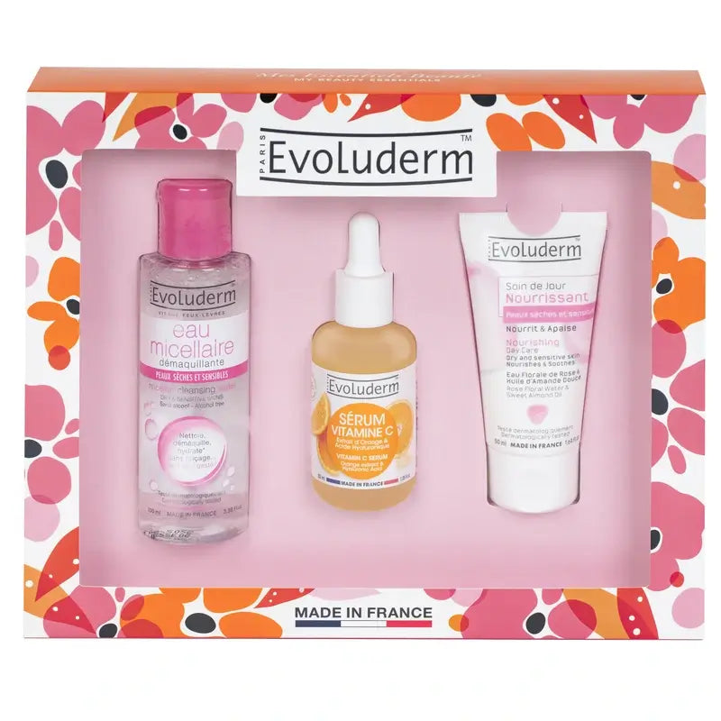 Evoluderm Box X3 (Eau Micellaire 100Ml+ Sérum Vit C 30Ml+ Soin Visage 50Ml), 100/30/50 ml