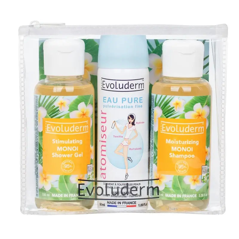 Evoluderm Travel Set X3 - Shower Gel-Pure Water-Shampoo, 100/50/100 ml