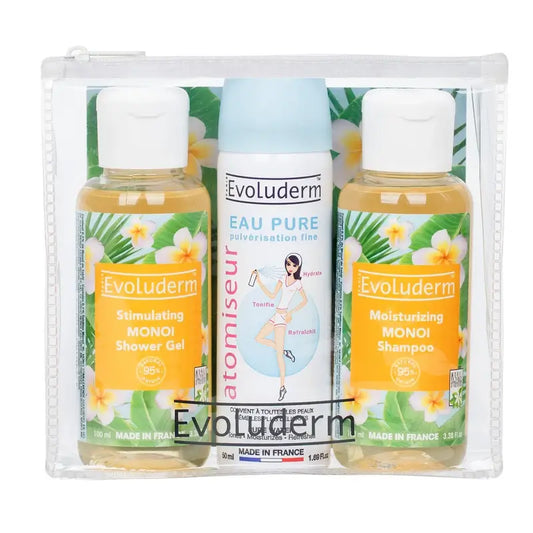 Evoluderm Travel Set X3 - Shower Gel-Pure Water-Shampoo, 100/50/100 ml