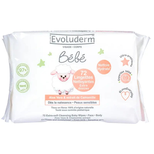Evoluderm Baby Wipes 72 pieces, 72 pcs