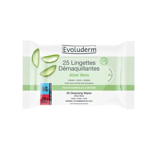 Evoluderm Normal Skin Cleansing Wipes - Aloe Vera, 25 pieces