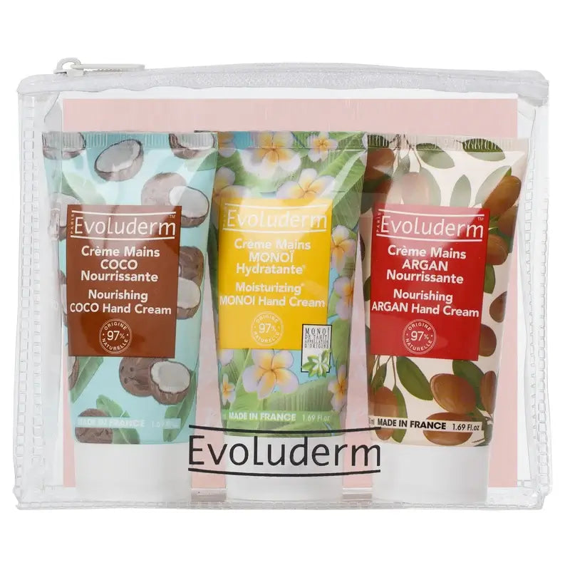 Evoluderm Travel Set Hand Cream X3 - (Monoi/Coconut/Karité), 50/50/50 ml