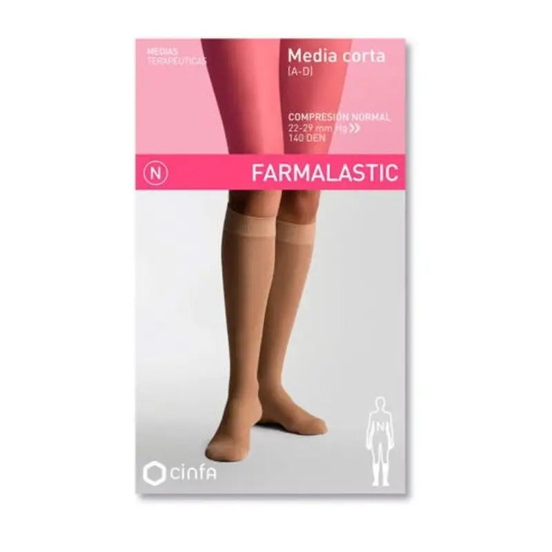 Farmalastic Compression Short Stocking Normal Compression Beige, Size Queen Plus, Unit