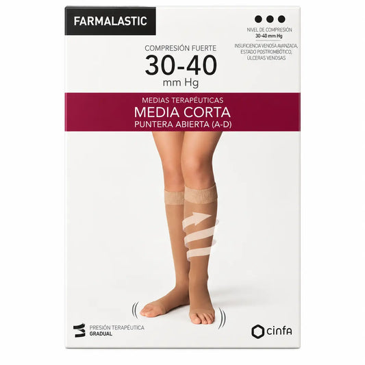 Farmalastic Short Stocking Compression Strong Open Toe Beige, Size XL