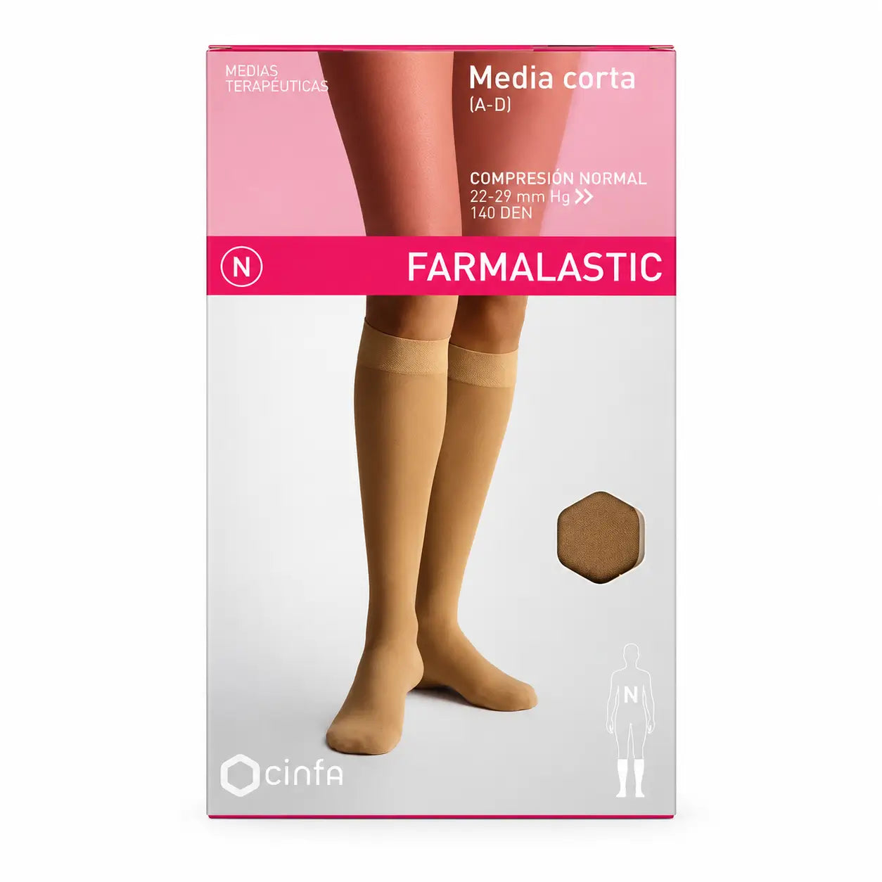 Farmalastic Compression Short Stocking Normal Compression Beige, Large Size