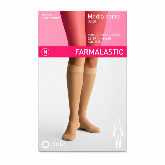 Farmalastic Compression Short Stocking Normal Compression Beige, Size Queen Plus