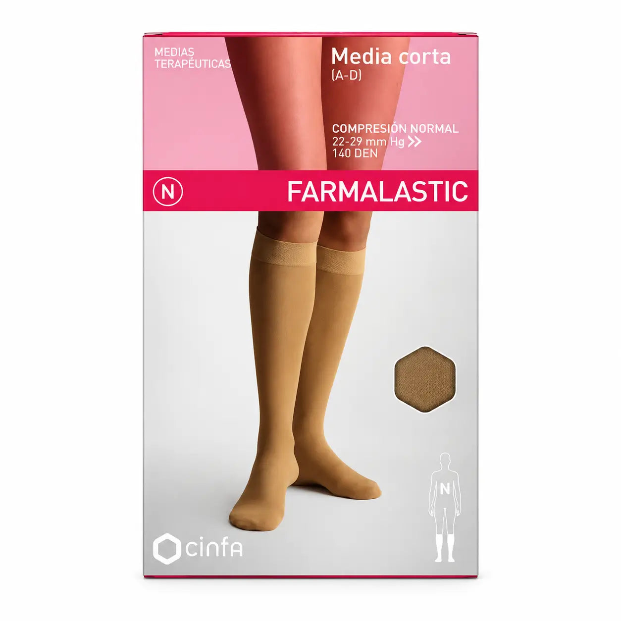 Farmalastic Short Stocking Compression Normal Beige, Size XL
