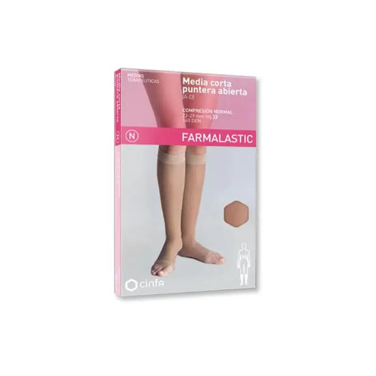 Farmalastic Compression Stocking Short Normal Open Toe Beige, Size Extra Large