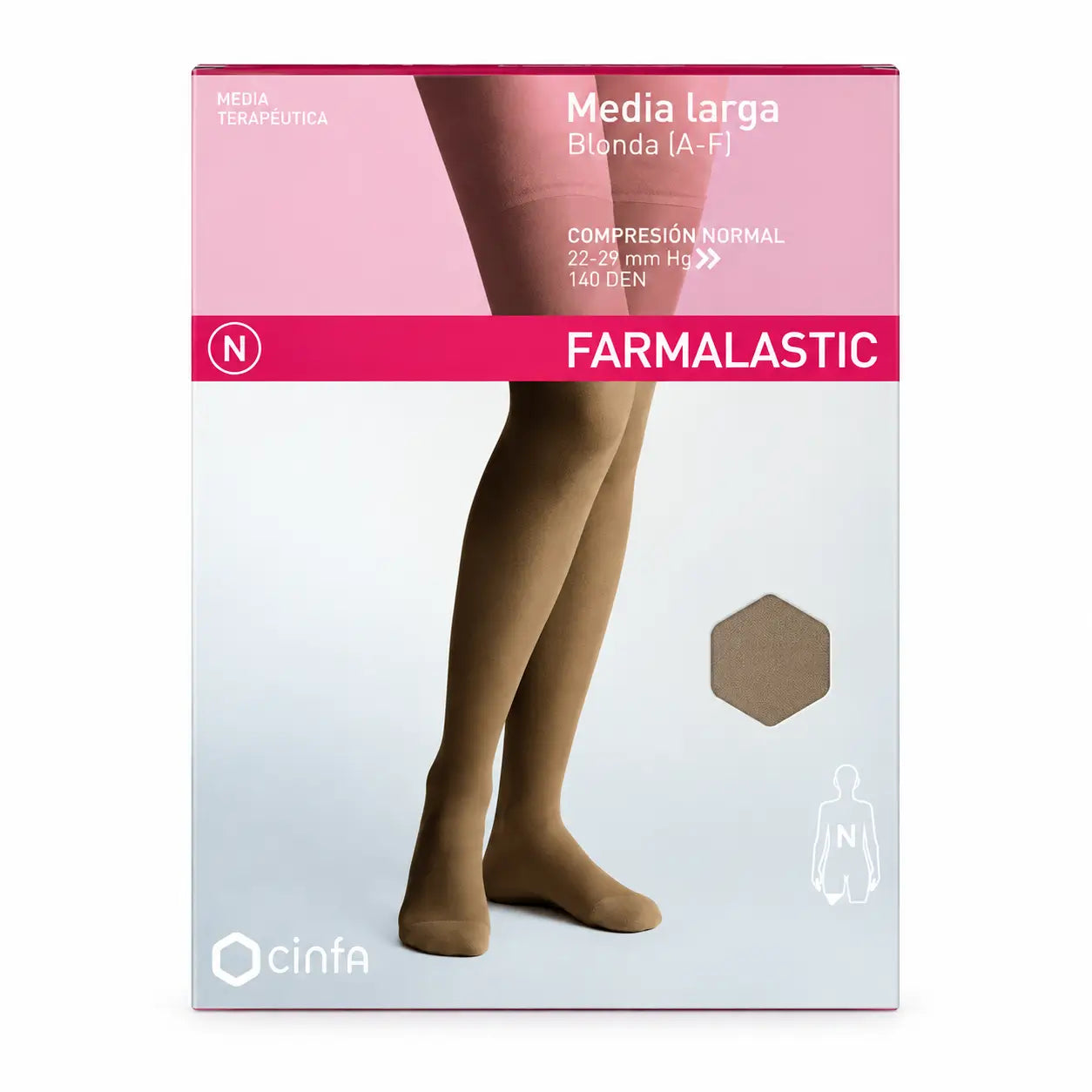 Farmalastic Long Pantyhose Compression Normal Compression Beige, Size M