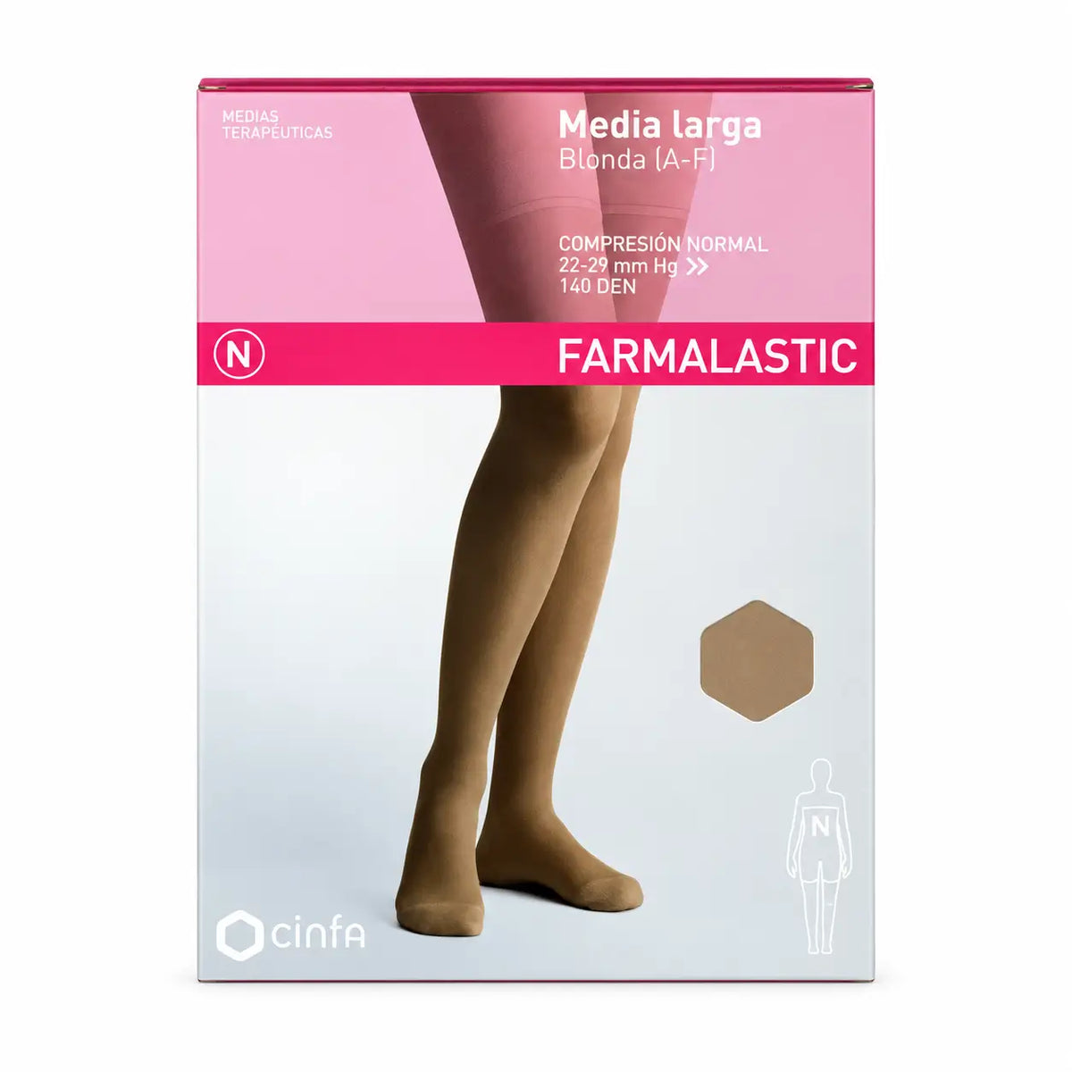 Farmalastic Long Stocking Blonda Normal Compression Beige, Size XL