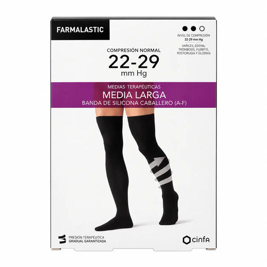 Farmalastic Men's Normal Compression Long Stocking Black, Large Size
