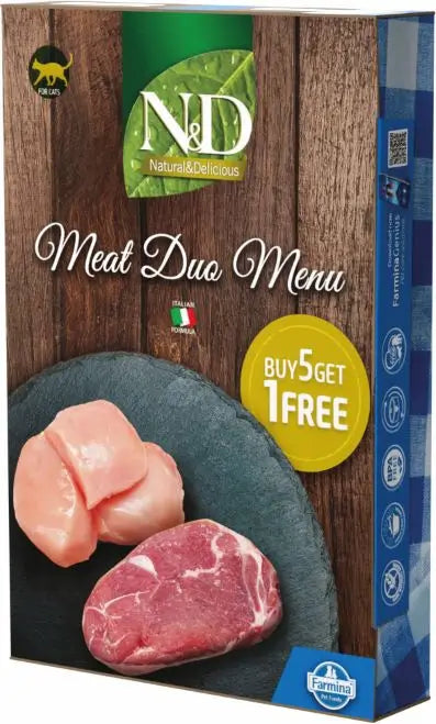 Farmina N&D Cat Natural Meat Duo Menu 6X70Gr, wet food for cats