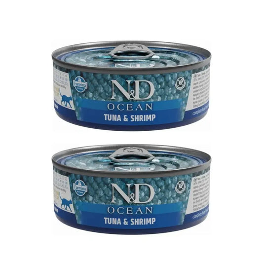 Farmina N&D Cat Ocean Ocean Tuna Shrimp Box 24X70Gr, Pack Of 2