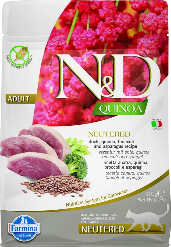 Farmina N&D Cat Quinoa Neutered Neutered Duck 300Gr, cat food