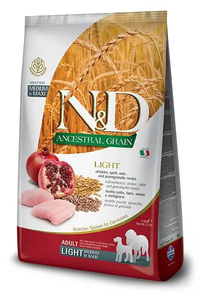 Farmina N&D Dog Ancestral Light Medium Maxi 2,5Kg, dog food