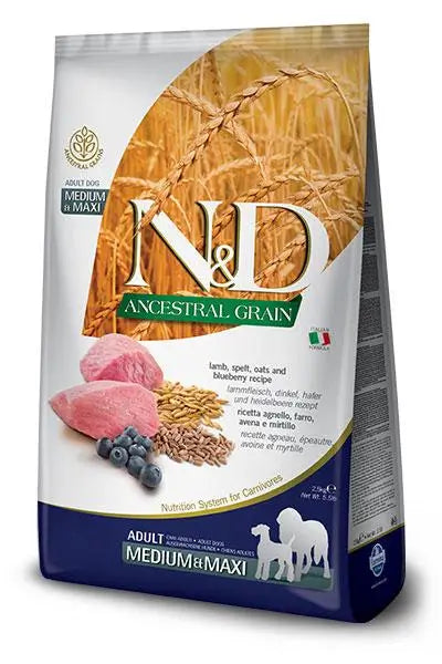 Farmina N&D Dog Ancestral Medium Maxi Lamb 2,5Kg, dog food for dogs