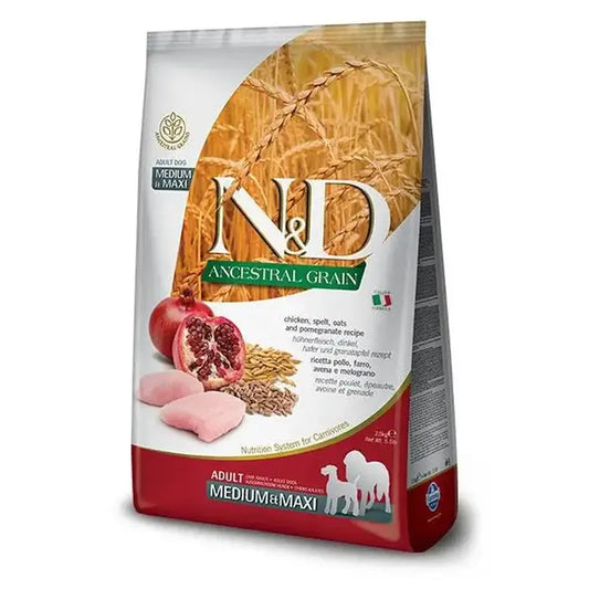 Farmina N&D Dog Ancestral Medium Maxi Chicken 12Kg , dog food for dogs