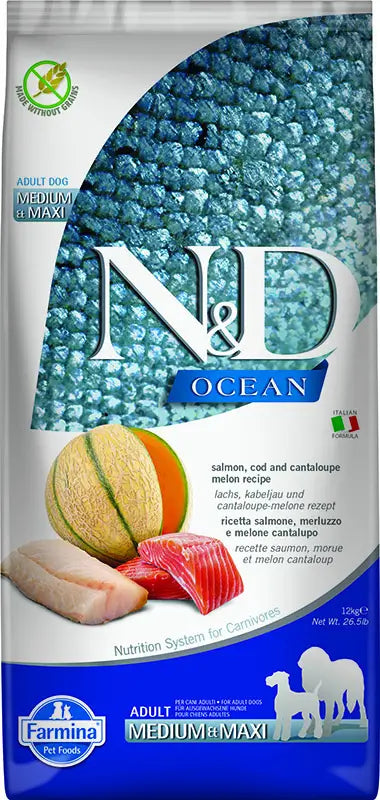 Farmina N&D Dog Ocean Ocean Salmon Codfish Medium Maxi 12Kg, dog food