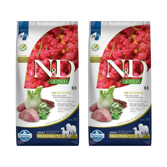 Farmina N&D Dog Quinoa Digestion Lamb Med/Maxi 7Kg, Pack Of 2