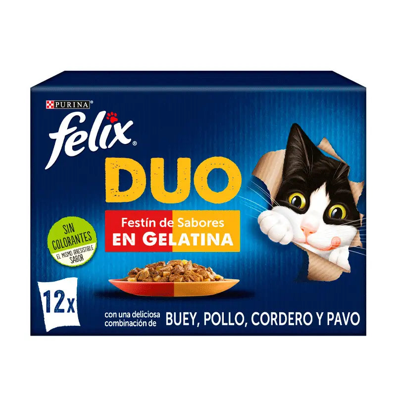 Felix Fantastic Duo Delicious Meat 12X85Gr, wet cat food