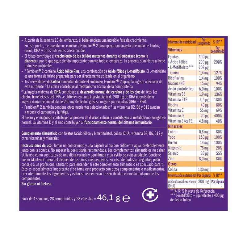 Femibion 2 Pregnancy with Folic Acid and Vitamins, 3X28 tablets